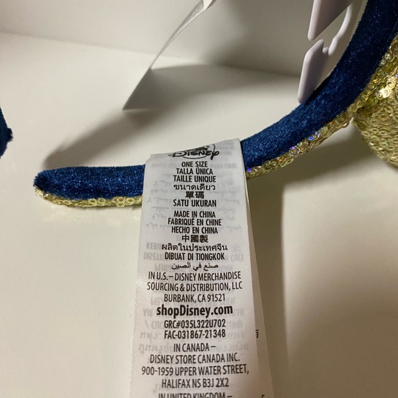 Disney Minnie Ear Headband 50th Anniversary Gold Sequin With EARidescent Blue - Picture 10 of 12